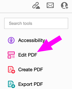 Edit PDF button in Adobe Acrobat's sidebar