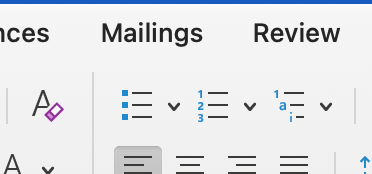 MS Word list buttons