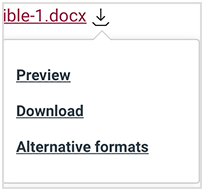 The alternative formats popup in Canvas