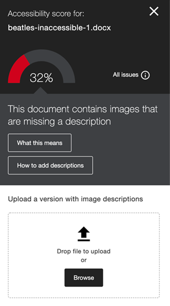 Accessibility score for files panes